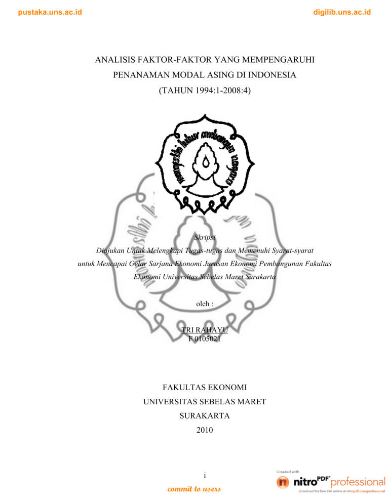 ANALISIS FAKTOR-FAKTOR YANG MEMPENGARUHI