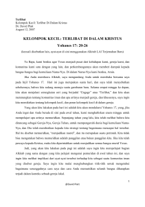 TERLIBAT DI DALAM KRISTUS Yohanes 17