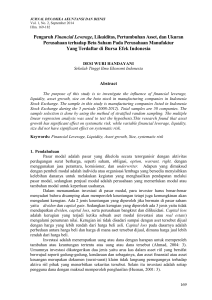 Pengaruh Financial Leverage, Likuiditas, Pertumbuhan Asset, dan