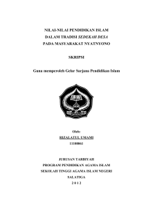 NILAI-NILAI PENDIDIKAN ISLAM DALAM TRADISI SEDEKAH