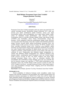 Hasil Belajar Persamaan Linear Satu Variabel dengan Quantum