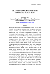 silang sengkarut qiyas dalam metodologi hukum islam