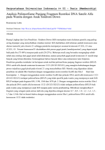 Analisis Polimorfisme Panjang Fragmen Restriksi DNA Satelit Alfa