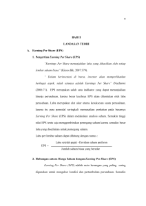 BAB II LANDASAN TEORI A. Earning Per Share (EPS) 1. Pengertian