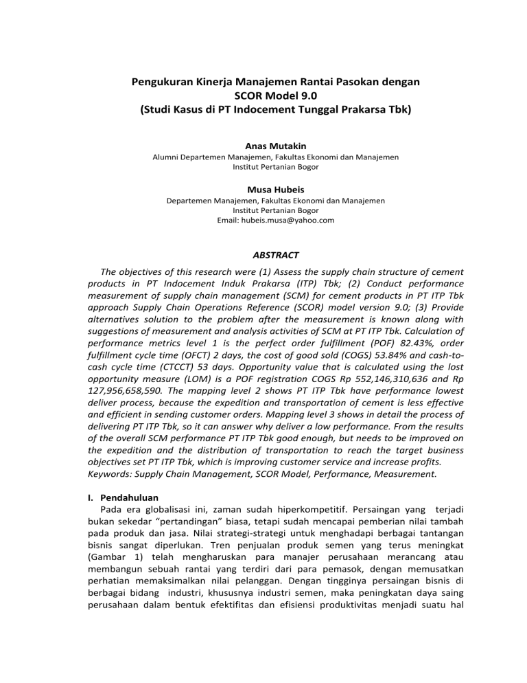 Pengukuran Kinerja Manajemen Rantai Pasokan Dengan