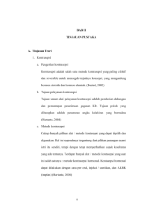 6 BAB II TINJAUAN PUSTAKA A. Tinjauan Teori 1. Kontrasepsi a