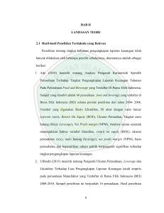 BAB II LANDASAN TEORI 2.1 Hasil-hasil Penelitian Terdahulu yang