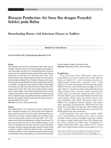 Riwayat Pemberian Air Susu Ibu dengan Penyakit Infeksi