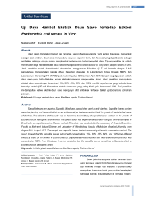 Uji Daya Hambat Ekstrak Daun Sawo terhadap Bakteri Escherichia