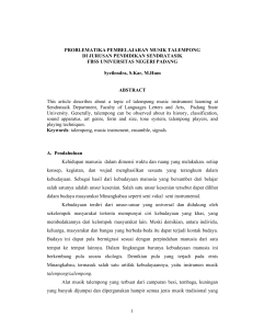 1 PROBLEMATIKA PEMBELAJARAN MUSIK TALEMPONG DI