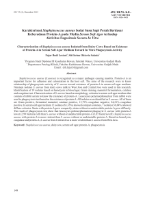 Karakterisasi Staphylococcus aureus Isolat Susu Sapi