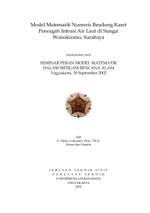 Model Matematik Numeris Bendung Karet Pencegah Intrusi Air Laut