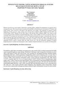 PENGGUNAAN TEKNIK CAPITAL BUDGETING SEBAGAI ANALISIS