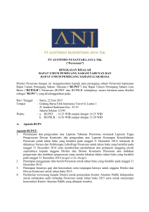 PT AUSTINDO NUSANTARA JAYA Tbk. (“Perseroan”) RINGKASAN