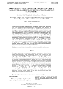 perbandingan prestasi belajar fisika antara siswa yang aktif dalam