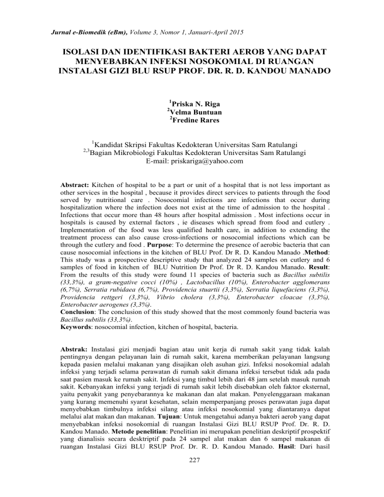 Isolasi Dan Identifikasi Bakteri Aerob Yang Dapat