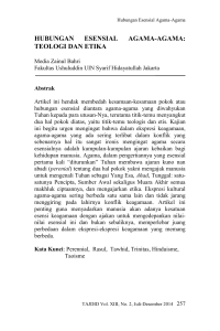 hubungan esensial agama-agama: teologi dan etika