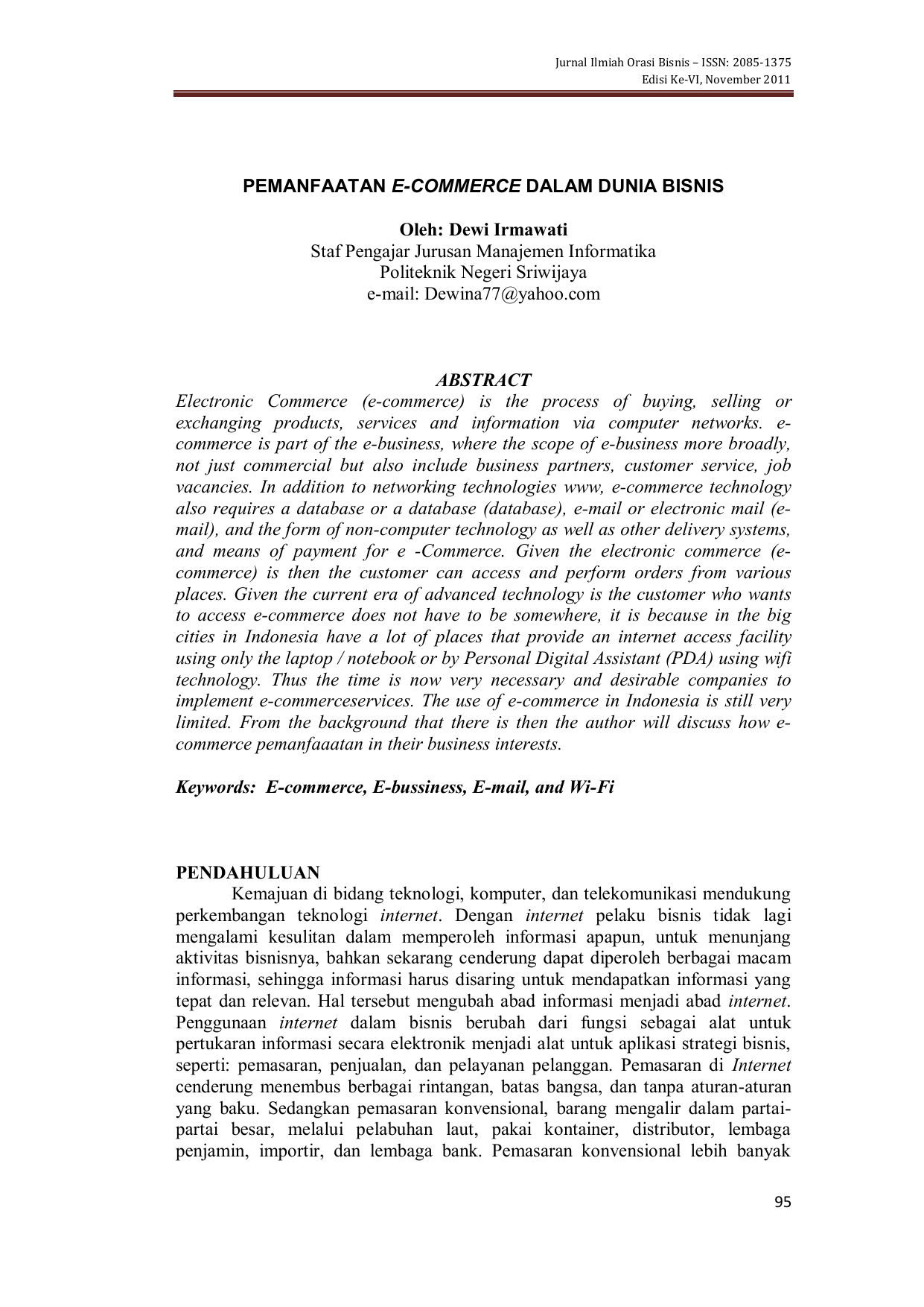 Pemanfaatan E Commerce Dalam Dunia