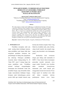 pengaruh model numbered head together berbantuan geogebra