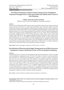 Revitalisasi Manajemen Sediaan Farmasi sebagai Upaya