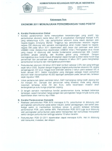 EKONOMI 2011 MENUNJUKAN PERKEMBANGAN YANG POSITIF