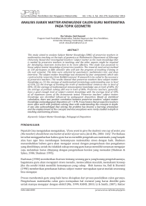 analisis subjek matter knowledge calon guru matematika pada topik