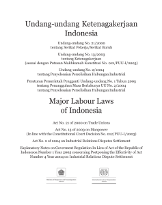 Undang-undang Ketenagakerjaan Indonesia Major Labour