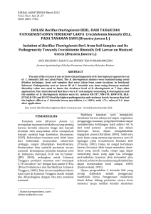 ISOLASI Bacillus thuringiensis BERL. DARI TANAH DAN