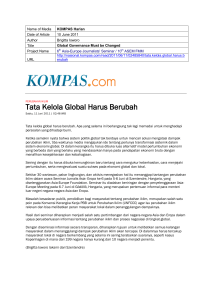 Tata Kelola Global Harus Berubah - Asia