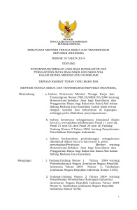 peraturan menteri tenaga kerja dan transmigrasi republik indonesia