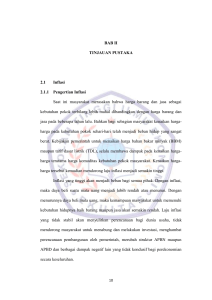 BAB II TINJAUAN PUSTAKA 2.1 Inflasi 2.1.1 Pengertian Inflasi Saat