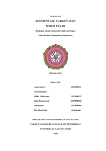 SEGMENTASI, TARGET, DAN POSISI PASAR