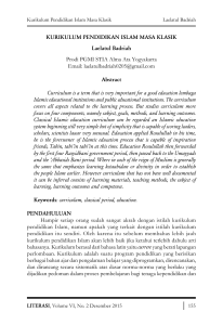 KURIKULUM PENDIDIKAN ISLAM MASA KLASIK Laelatul Badriah