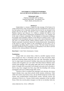 KONTRIBUSI TAFSIR KONTEMPORER DALAM