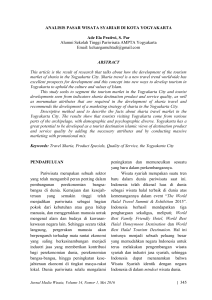 ANALISIS PASAR WISATA SYARIAH DI KOTA YOGYAKARTA Ade