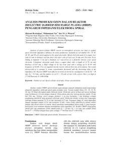 analisis produksi ozon dalam reaktor dielectric - E