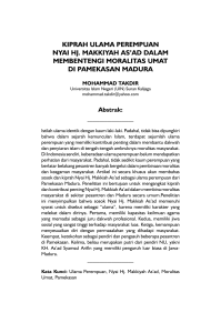 KIPRAH ULAMA PEREMPUAN NYAI HJ. MAKKIYAH AS`AD DALAM