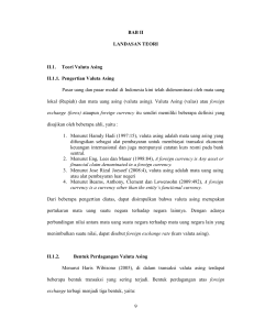 9 BAB II LANDASAN TEORI II.1. Teori Valuta Asing II.1.1. Pengertian