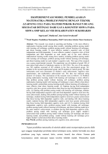 eksperimentasi model pembelajaran matematika problem