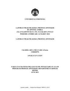 universitas indonesia laporan praktik kerja profesi apoteker di
