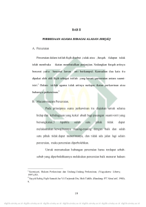 19 BAB II PERBEDAAN AGAMA SEBAGAI ALASAN SHIQA>Q A