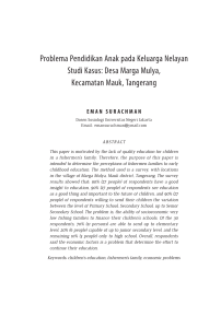 Problema Pendidikan Anak pada Keluarga Nelayan Studi Kasus