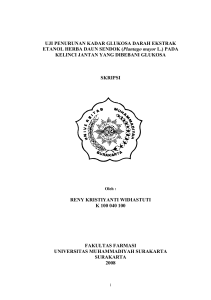 UJI PENURUNAN KADAR GLUKOSA DARAH EKSTRAK ETANOL