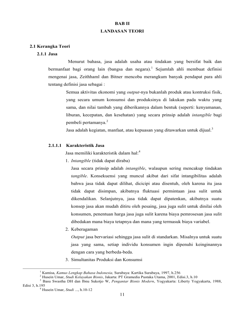 11 BAB II LANDASAN TEORI 2.1 Kerangka Teori 2.1.1 Jasa