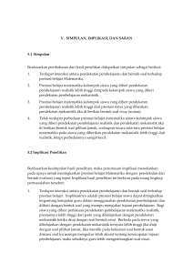 V. SIMPULAN, IMPLIKASI, DAN SARAN 5.1 Simpulan Berdasarkan