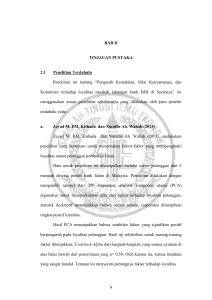 9 9 BAB II TINJAUAN PUSTAKA 2.1 Penelitian Terdahulu Penelitian