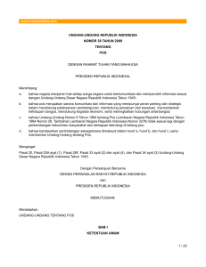 1 / 25 undang-undang republik indonesia nomor 38 tahun 2009