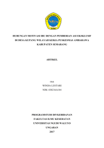 hubungan motivasi ibu dengan pemberian asi eksklusif di desa