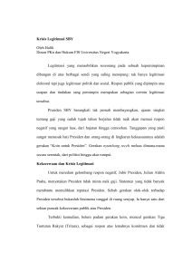 Krisis Legitimasi SBY Oleh Halili Dosen PKn dan Hukum FIS