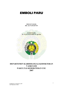 pulmonary embolism : diagnosis, tata laksana dan pencegahannya